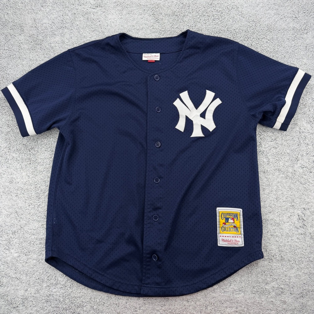 Mitchell & Ness Jersey Mens L Navy NY Yankees 1998 Bernie Williams 51 Mesh BP